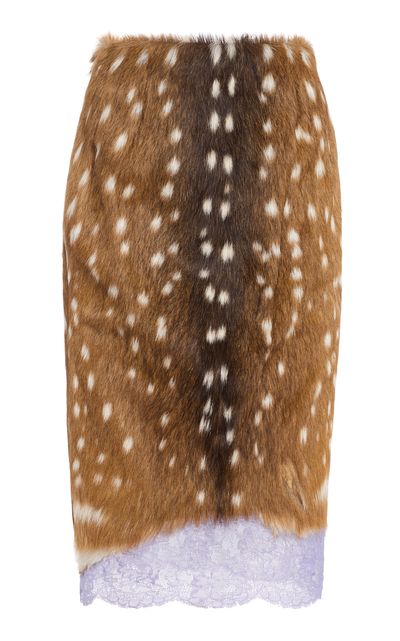 LaQuan Smith LaQuan Smith LaceDetail Calf Hair Pencil Skirt