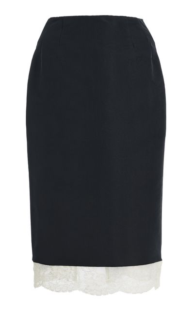 LaQuan Smith LaQuan Smith LaceTrim Midi Skirt