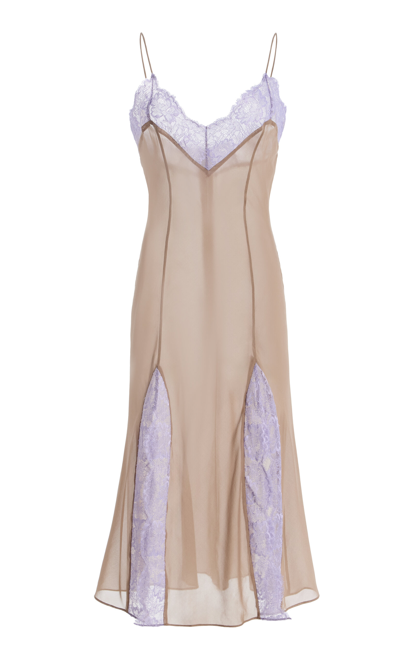 LaQuan Smith LaQuan Smith LaceTrim SilkBlend Midi Slip Dress