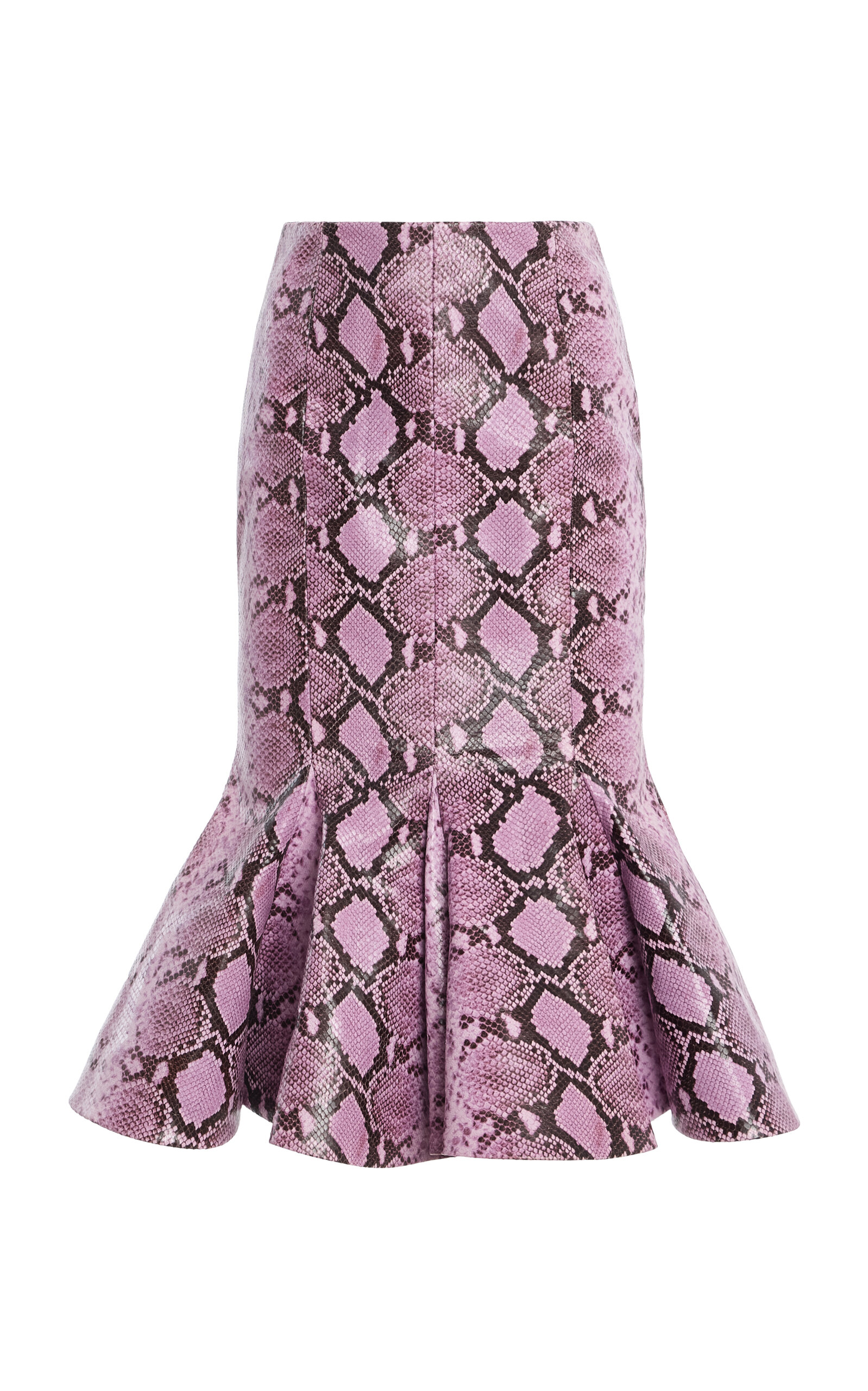 LaQuan Smith LaQuan Smith Leather Flounce Midi Skirt