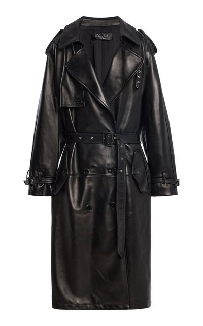 LaQuan Smith Leather George Trench Coat