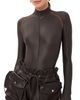 LaQuan Smith LaQuan Smith Long Sleeve Bodysuit with Top Stitching Chocolate/Orange - 1