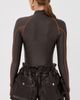 LaQuan Smith LaQuan Smith Long Sleeve Bodysuit with Top Stitching Chocolate/Orange - 3
