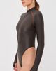 LaQuan Smith LaQuan Smith Long Sleeve Bodysuit with Top Stitching Chocolate/Orange - 4