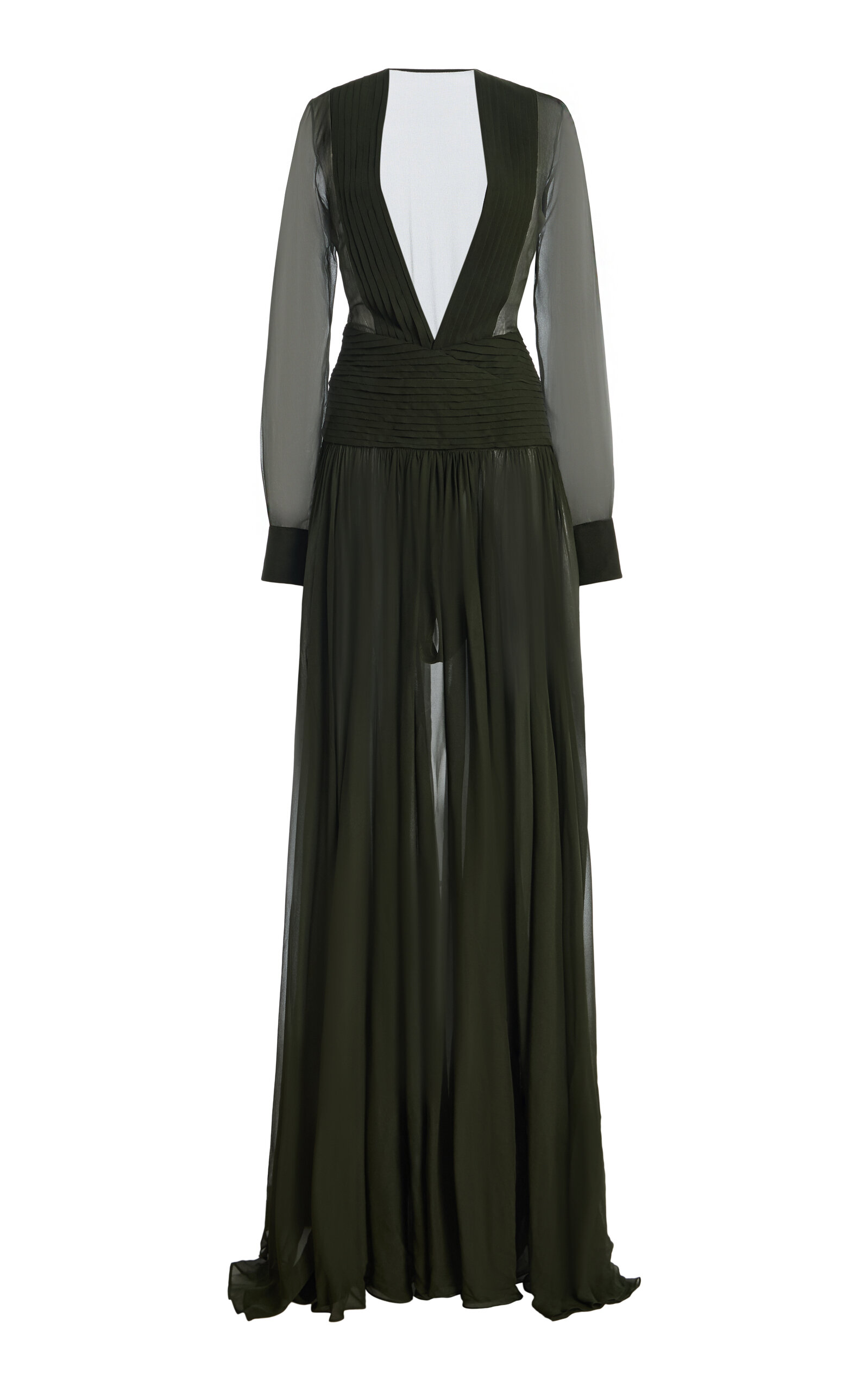 LaQuan Smith LaQuan Smith Plunging Neckline SilkBlend Maxi Dress