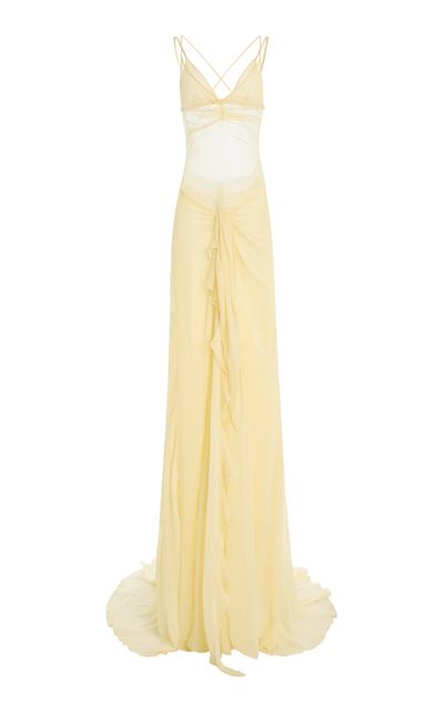 LaQuan Smith LaQuan Smith RuffleDetail SilkBlend Mini Dress with Train
