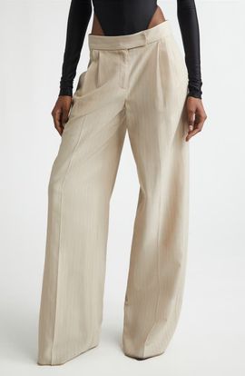LaQuan Smith LaQuan Smith Shimmer Pinstripe Wide Leg Pants