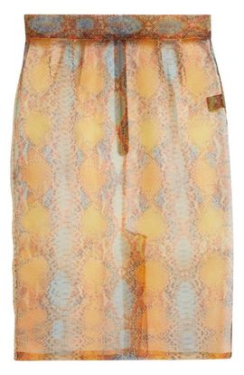 LaQuan Smith LaQuan Smith Shimmer Snakeskin Print Sheer Pencil Skirt 