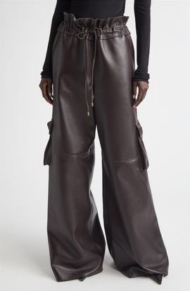 LaQuan Smith LaQuan Smith Utility Wide Leg Leather Pants