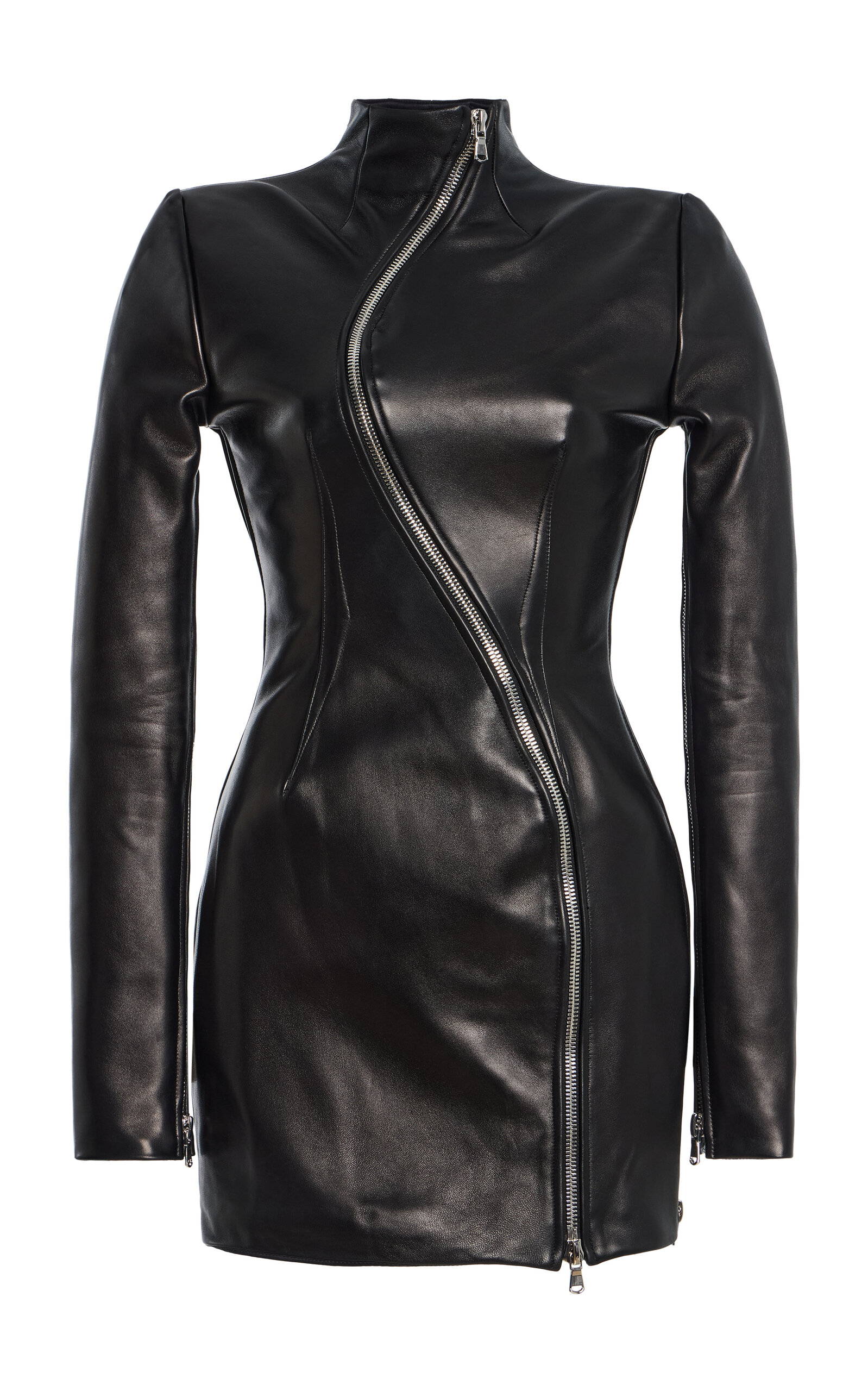 LaQuan Smith LaQuan Smith ZipFront Leather Dress