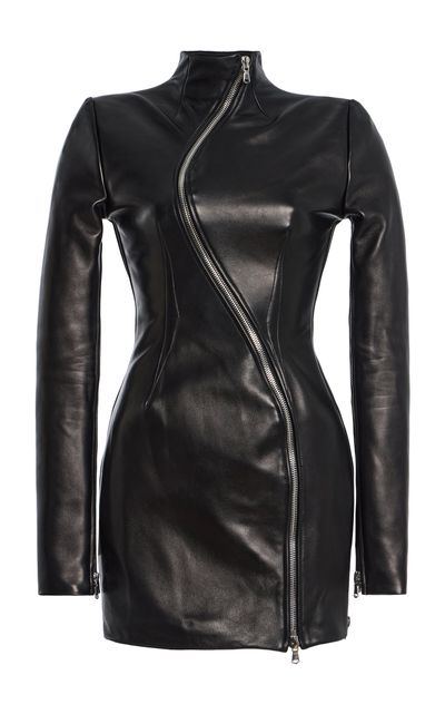 LaQuan Smith LaQuan Smith ZipFront Leather Dress
