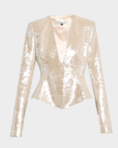 LaQuan Smith Sequined Fitted Peplum Jacket
