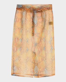 LaQuan Smith Shimmering Snakeskin Organza Pencil Skirt