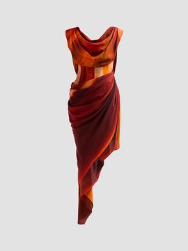 LaQuan Smith Women's Draped Asymmetric Corset-Style Midi-Dress