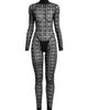 LaQuan Smith Women's Houndstooth Sheer Jumpsuit - 1