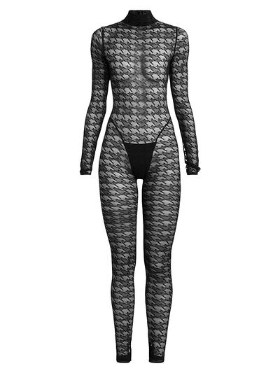 LaQuan Smith Women's Houndstooth Sheer Jumpsuit