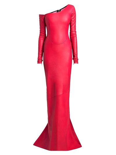 LaQuan Smith Women's Leather Off-The-Shoulder Gown