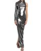 LaQuan Smith Women's Metallic Asymmetric Cut-Out Gown - 2
