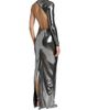 LaQuan Smith Women's Metallic Asymmetric Cut-Out Gown - 5