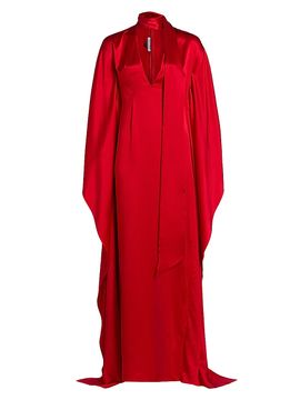 LaQuan Smith Women's Satin Caftan-Sleeve Gown
