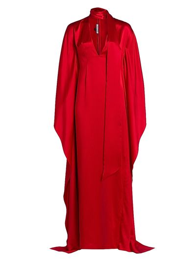 LaQuan Smith Women's Satin Caftan-Sleeve Gown