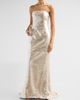 LaQuan Smith Women's Strapless Lace-Up Corset Gown - 4