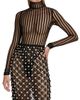 LaQuan Smith Women's Striped Sheer Turtleneck Bodysuit - 3