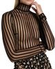 LaQuan Smith Women's Striped Sheer Turtleneck Bodysuit - 7