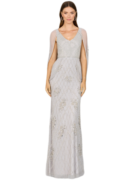 LARA New York LARA New York Beaded Cape Sleeve Dress