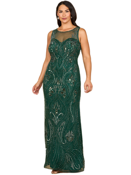 LARA New York LARA New York Beaded High Neckline Gown