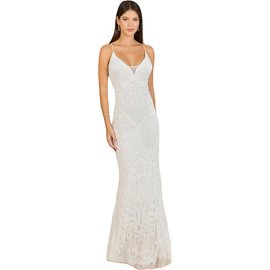 LARA New York LARA New York Beaded Spaghetti Strap Fitted Gown