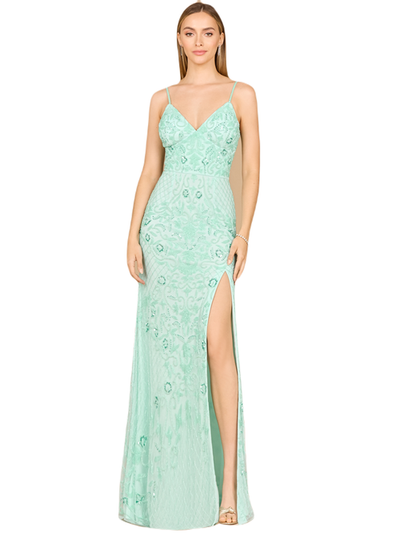 LARA New York LARA New York Body Con V-Neck Beaded Gown