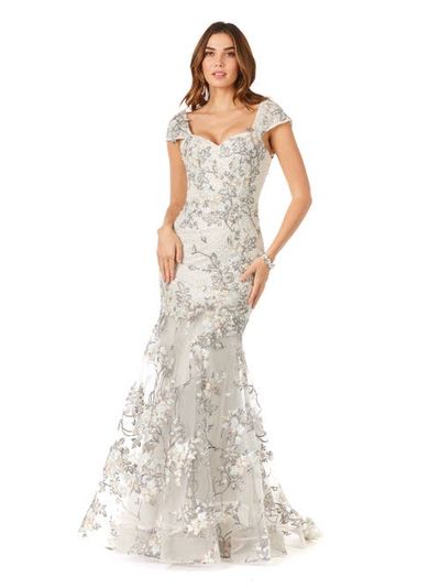 LARA New York LARA New York Cap Sleeve Mermaid Gown