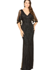 LARA New York LARA New York Cape Sleeve V-Neck Beaded Gown - 1