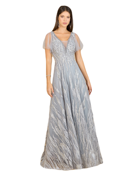LARA New York LARA New York Cape Sleeve V-Neck Gown