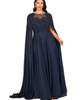 LARA New York LARA New York Chiffon A-line Long Gown with Long Cape Sleeves - 1