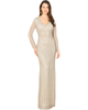 LARA New York LARA New York Classic V-Neck Beaded Long Sleeve Gown - 1