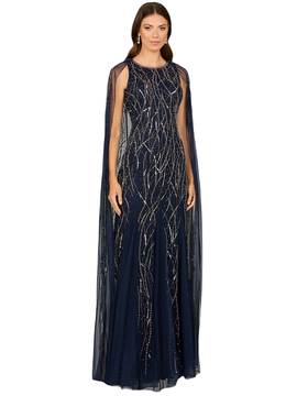LARA New York LARA New York Elegant Beaded Dress with Long Cape