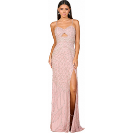LARA New York LARA New York Embellished Gown with Slit And Low Back