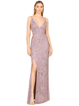 LARA New York LARA New York Embellished Gown with Slit And Spaghetti Straps