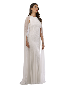 LARA New York LARA New York Eve Beaded Cape Sleeve Wedding Dress