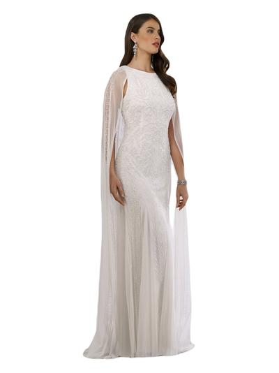 LARA New York LARA New York Eve Beaded Cape Sleeve Wedding Dress