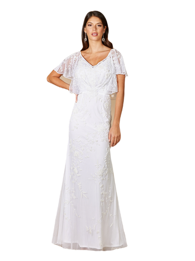 LARA New York LARA New York Greyson Beaded Flutter Sleeve Wedding Dress