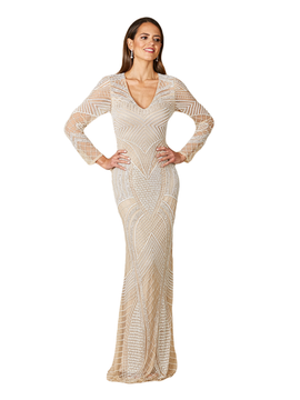 LARA New York LARA New York Haley Beaded Dress Nude/Ivory Bridal 