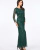 LARA New York LARA New York High Neck, Long Sleeve Beaded Gown - 3