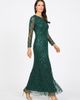 LARA New York LARA New York High Neck, Long Sleeve Beaded Gown - 4