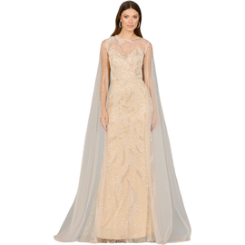 LARA New York LARA New York Long Cape Beaded Gown