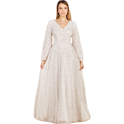LARA New York LARA New York Long Sleeve, Beaded A-Line Bridal Dress