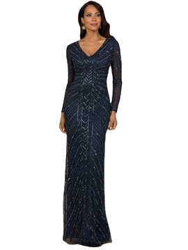 LARA New York LARA New York Long Sleeve Beaded Gown