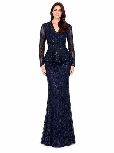 LARA New York LARA New York Long Sleeve Beaded Peplum Dress